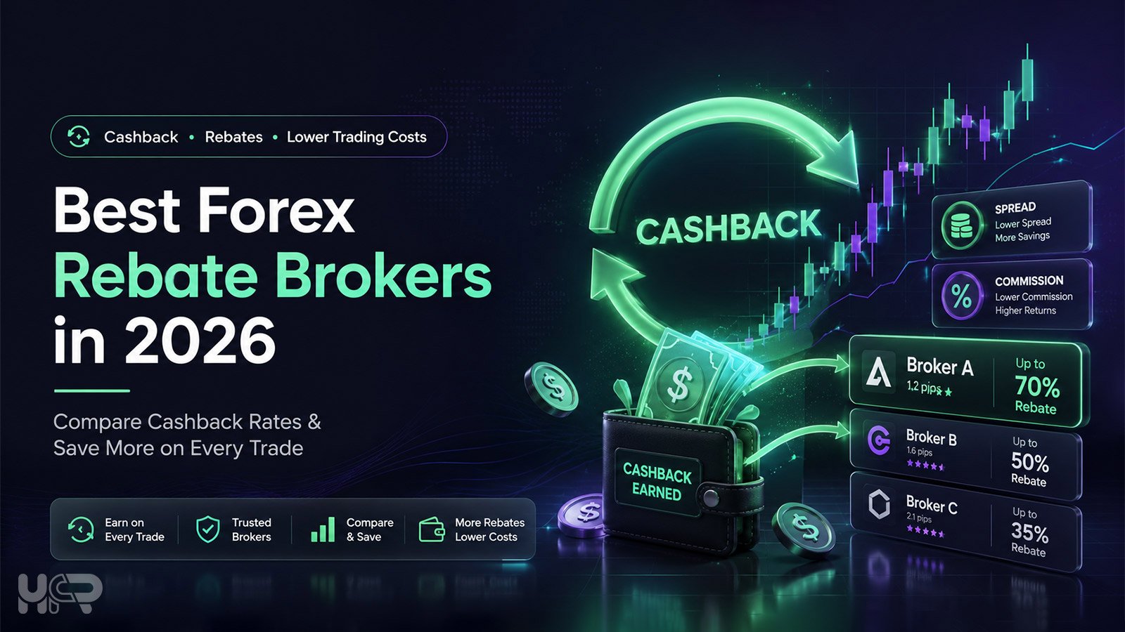 Best forex rebate brokers in 2026 with cashback and broker comparison visuals