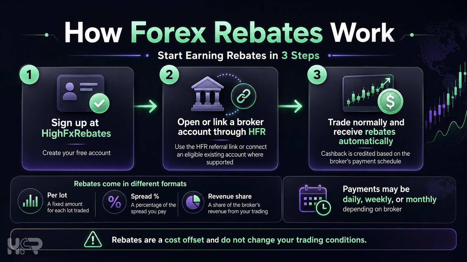 How forex rebates work through HighFxRebates in three steps