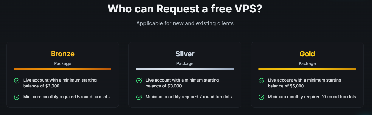 TradersTrust Free VPS via HighFxRebates: eligible clients can access Bronze, Silver or Gold VPS packages and earn up to 17 USD cashback per lot.