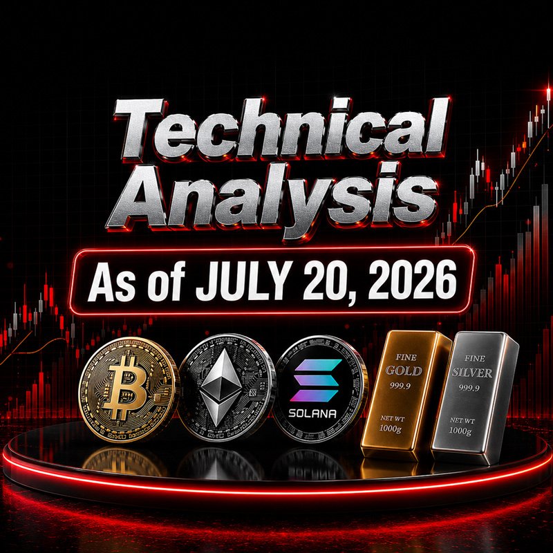 image about BTC, ETH, SOL, Gold and Silver Technical Analysis: Key Daily Levels After Softer Inflation and an Oil Shock - July 20, 2026