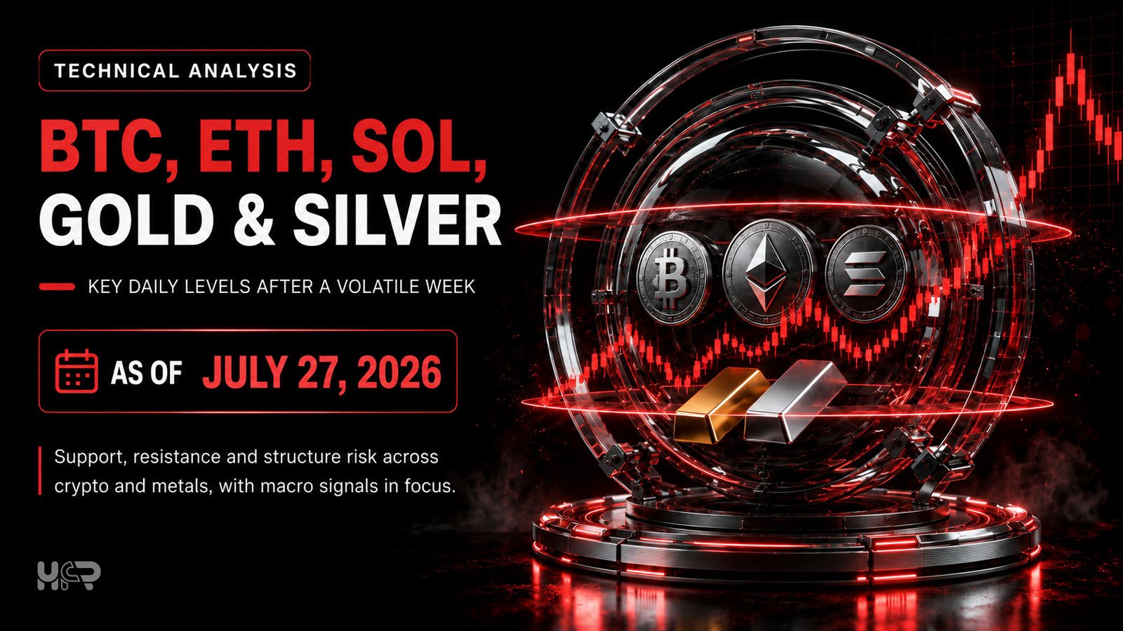 BTC, ETH, SOL, gold and silver support and resistance levels for July 27, 2026