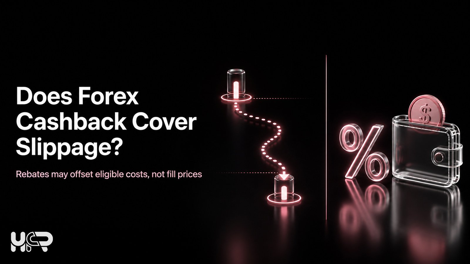 Forex cashback and slippage shown as separate trading cost and execution concepts