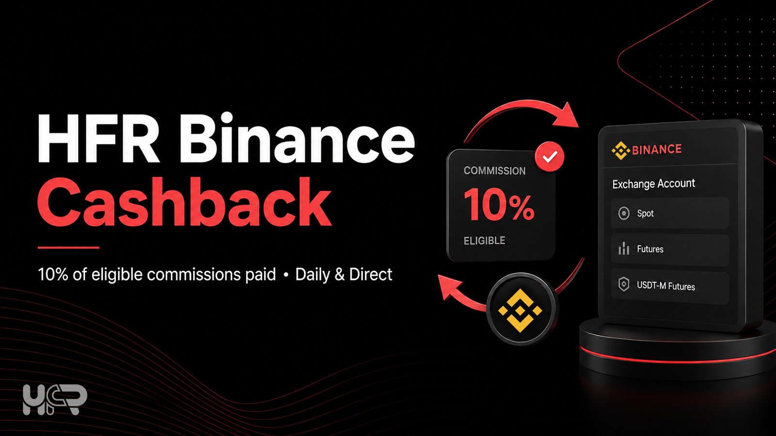 HFR Binance cashback with 10% of eligible commissions paid Daily and Direct