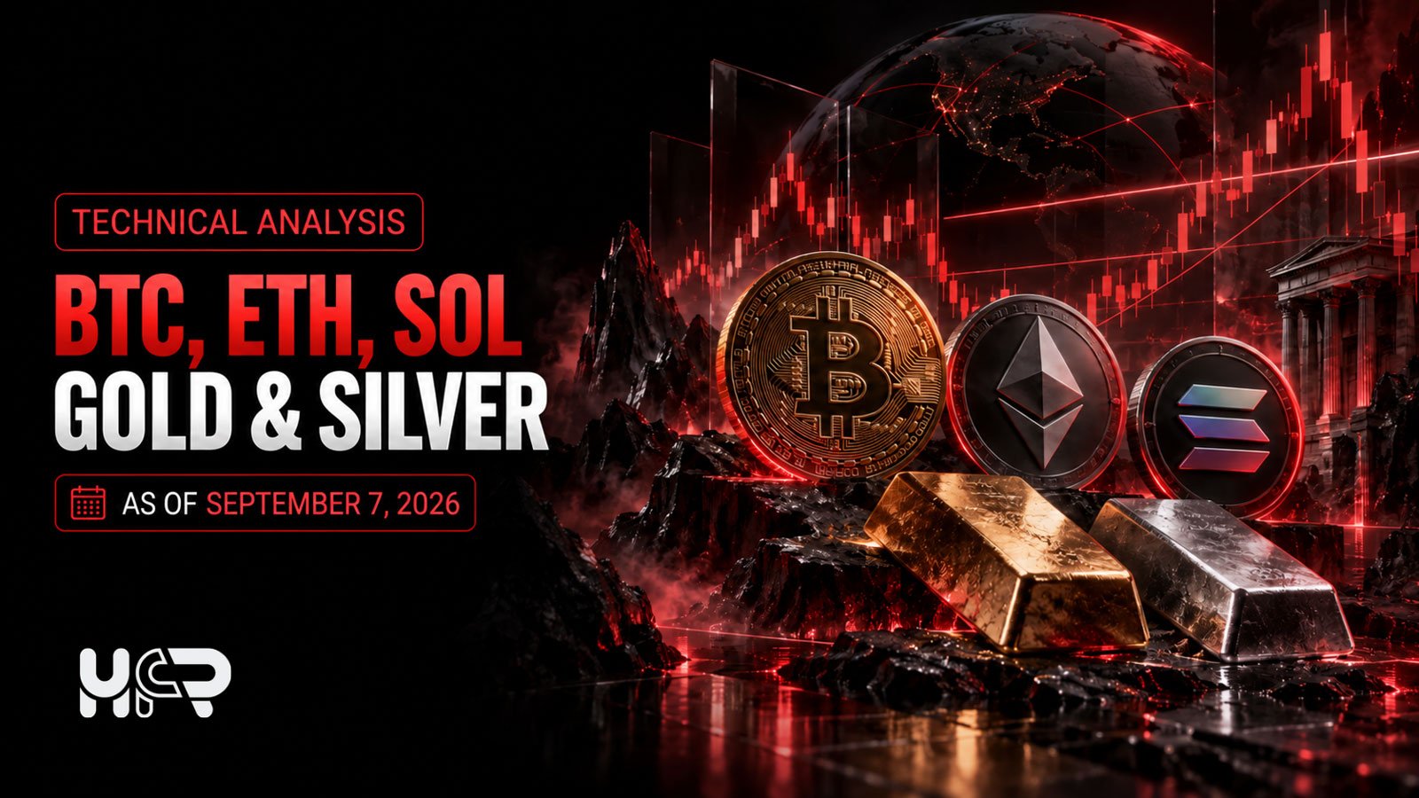 Bitcoin, Ethereum, Solana, gold and silver technical outlook with daily support and resistance zones