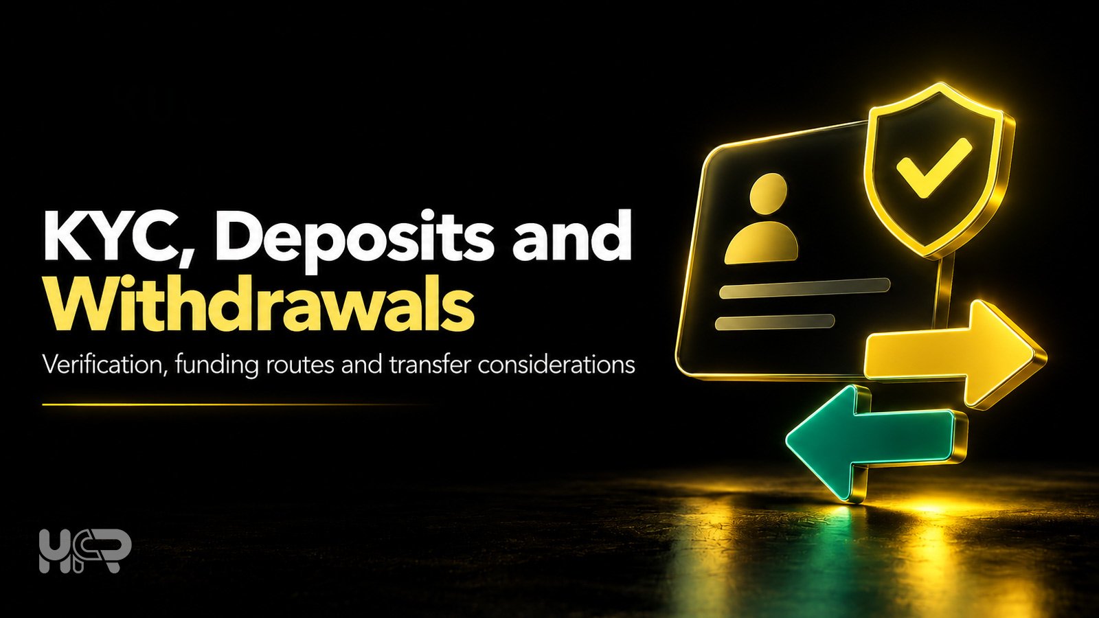 KuCoin KYC, deposits and withdrawals graphic covering verification, funding and transfers