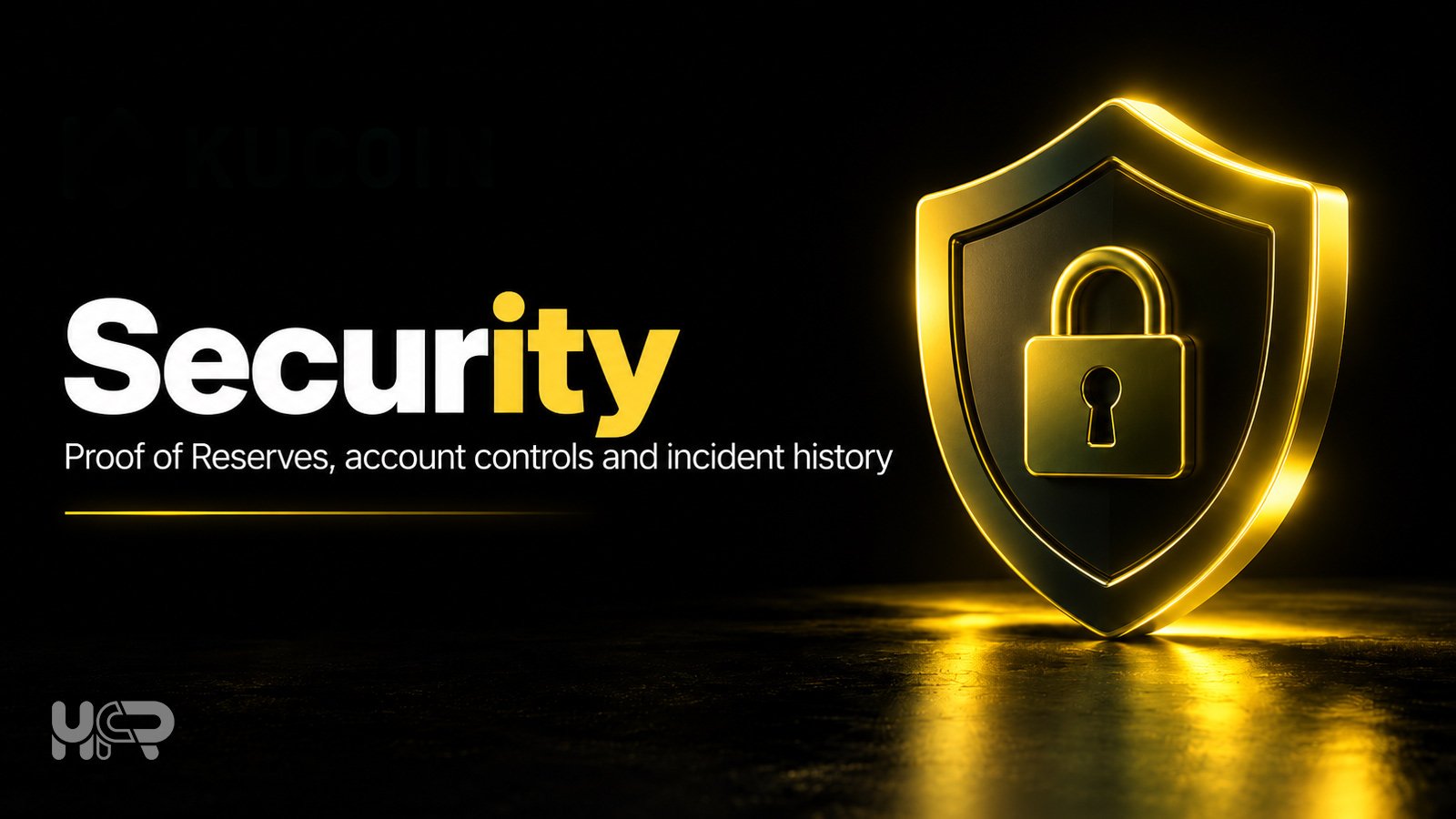 KuCoin security graphic covering Proof of Reserves, account controls and security history