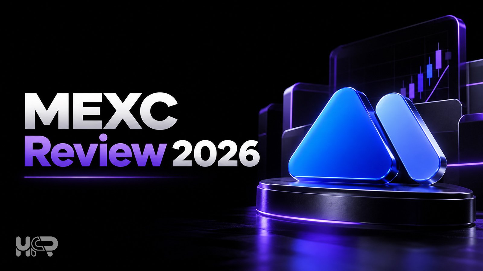 MEXC Review 2026 with 3D MEXC logo and purple crypto trading visuals